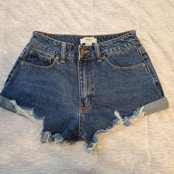 Forever21 Distressed High Rise Shorts Size 26 - Picture 1 of 5
